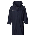 Mens Long Hooded Safety Rain Jacket Waterproof Emergency Raincoat Poncho (Large / Navy)