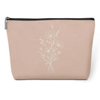 Minimalist Line Art Wildflower Makeup Bag Cosmetic Bags for Women (Pink Flowers 1818)