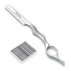 Hair Cutting Razor 6.89" with 10 Replacement Blades (Silver)