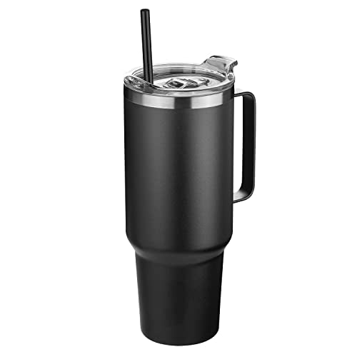 40 oz Stainless Steel Tumbler with Handle (Black / 40 Ounces)