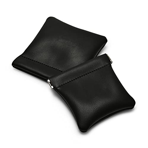 PU Leather Jewelry Travel Bag Leather Jewelry Pouch Christmas (Black / 3.54"x3.54")