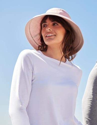 Women's Holiday Sun Hat UPF 50+ (Small-Medium / Dusty Pink/Beige)