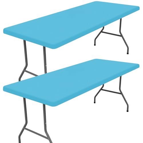 2 Pack Rectangle Spandex Fitted Table Cloth (Blue Mist / 48" x 24" (Rectangular))