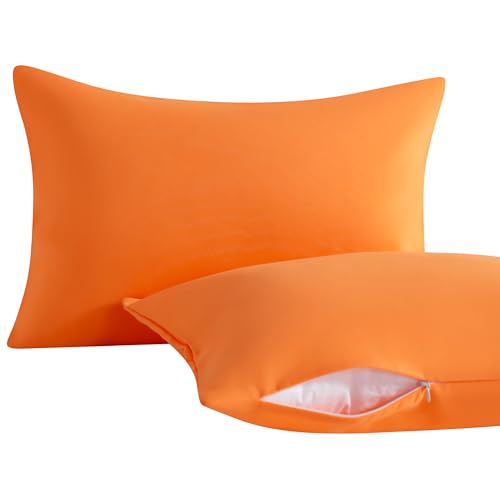 Toddler Pillows with Pillowcases Set (Orange (Microfiber) / 13x18 Inch (Pack of 2))