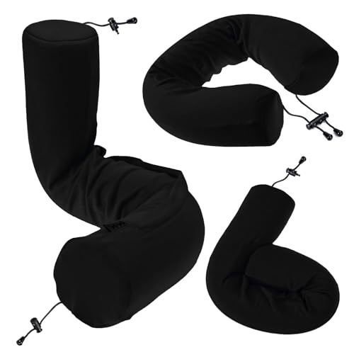 Twist Memory Foam Travel Pillow for Airplanes (Onyx / Adjust (26" w/ cord))