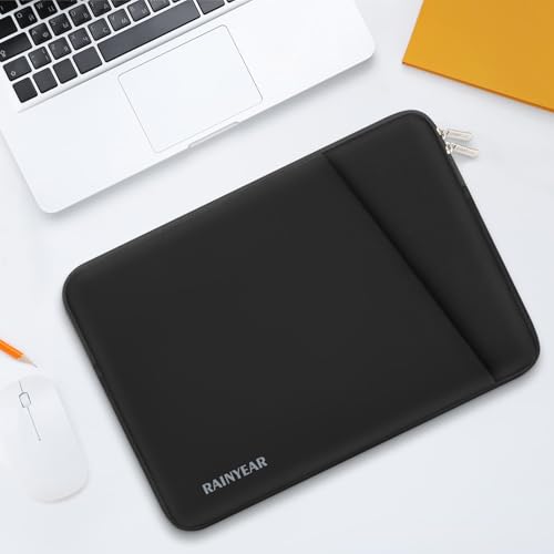 RAINYEAR 13.3 Inch Laptop Sleeve Padded Case Cover with Front Pocket (13.3-14 inch / Black)