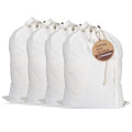 LFH Home Cotton Rich Large Laundry Bag with Handle (24”x36” (Pack of 4) / White)