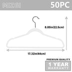 White Velvet Hangers 50 Pack Non Slip Heavy Duty Black Hooks (White/Black / 50-Pack)