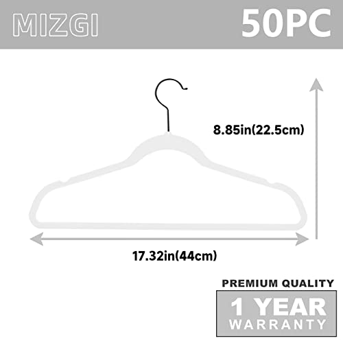 White Velvet Hangers 50 Pack Non Slip Heavy Duty Black Hooks (White/Black / 50-Pack)