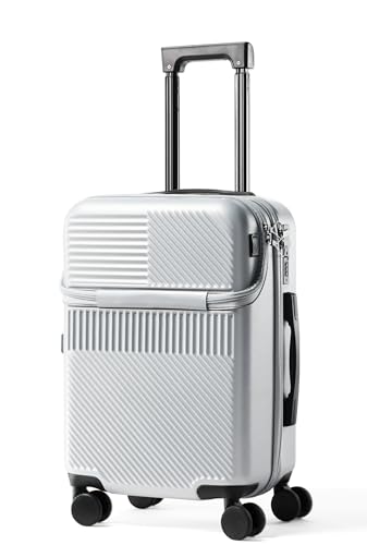 20 Inch Top Opening Carry On Luggage With Wheels (Sliver)