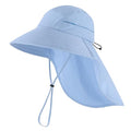 UPF 80+ Sun Hat for Men Women Wide Brim Sun Hat with Neck Flap Summer Beach UV Protection Gardening Fishing Hat (Soft Blue)