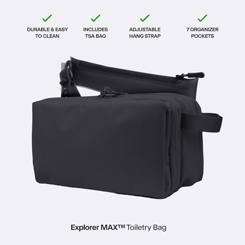 Hanging Toiletry Bag for Men and Women (Black / Max)