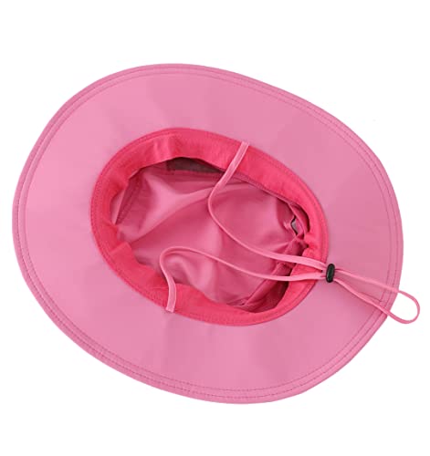 Women's UPF 50+ Safari Sun Hat Breathable UV Protection Fishing Hat (Large / Hot Pink)