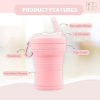 Collapsible Cup with Reusable Straw (Pink)