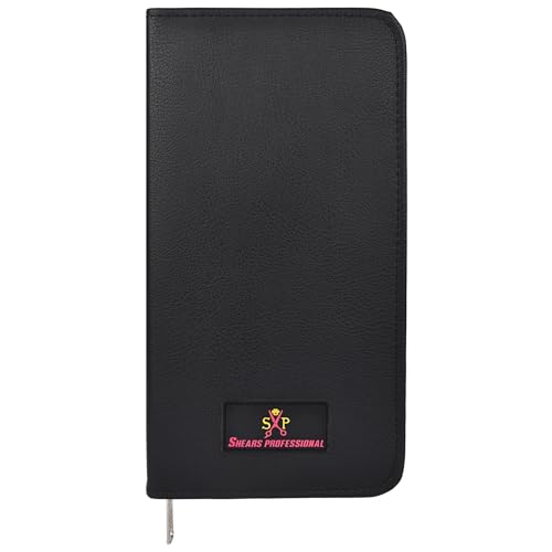 Leather 5 Scissor & Shear Storage Case for Hairstylist (Black)