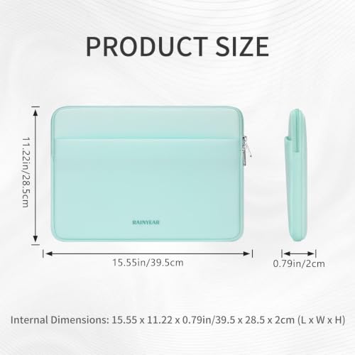 RAINYEAR Laptop Sleeve Case 15.6 Inch (15.6 inch / Mint Green)