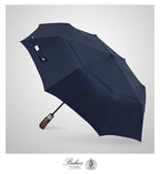 Folding Umbrella Real Wood Handle Auto Open Close Dark Navy (Dark Navy)