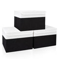 Large 17" 42 Quarts Collapsible Stackable Storage Bins with Lids [3 (Black & White / Large - 3 Pack)
