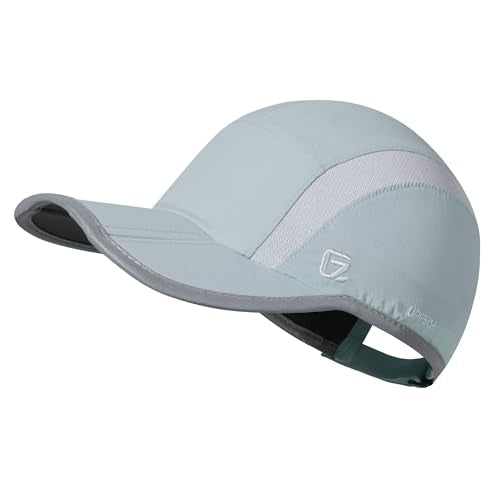Baseball Cap Foldable Running Cap Sports Hat for Men Woman Adjustable Dry Fit Cooling Hats Water Repellency Lightweight Outdoor Reflective Ball Cap for Golf Gym Hiking Grey Blue (6 7/8-7 1/2 / Grey Blue)
