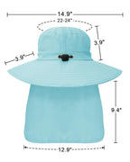 Outdoor Sun Hats with Stowable Neck Flap for Men Women UPF 50+ Mesh Summer Bucket Hat Wide Brim for Fishing Safari Hiking Blue (Blue)