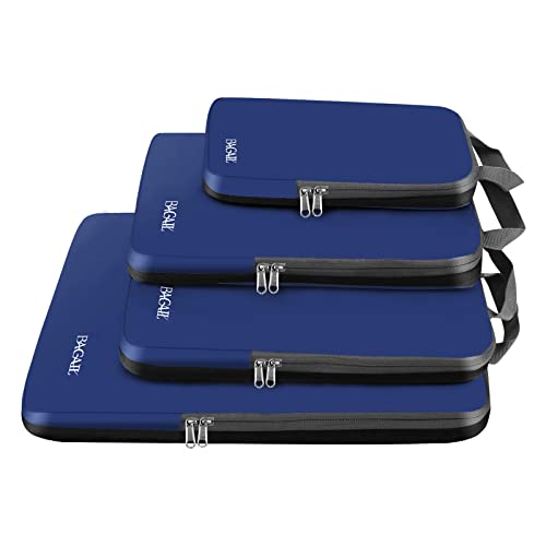 4 Set/6 Set/8 Set Compression Packing Cubes Travel Accessories Expandable Packing Organizers (Cloth Pattern, 4-Navy) (4-Navy / Cloth Pattern)