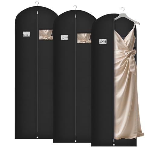 72 Inch Dress Bags for Gowns (Black / 72'' - 3PCS)