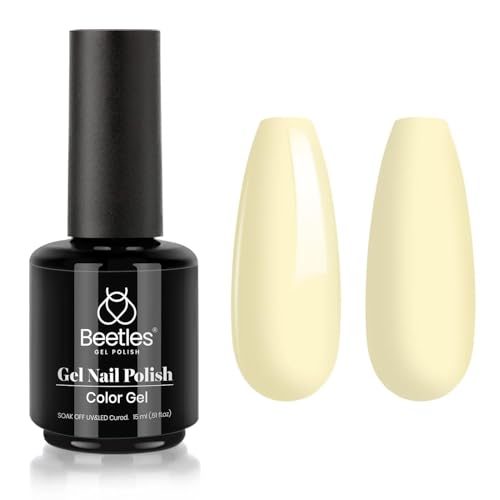 Beetles Yellow Gel Nail Polish 15ML Soak Off UV Gel for Fall Nail Art (K - Creme Yellow | Lemon Cheese)