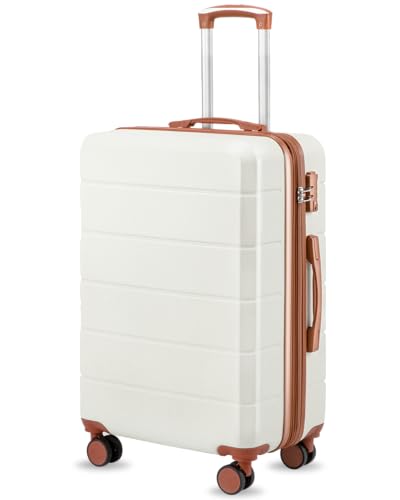 24 Inch Medium Checked Luggage (24 Inch / White Brown)