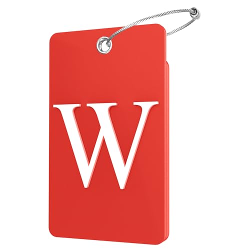 2 Pack Initial Luggage Tags for Suitcases Airplane Travel Essentials (Large W / Red)