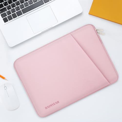 RAINYEAR 15.6 Inch Laptop Sleeve Padded Case Cover with Pocket (15.6 inch / Light Pink)