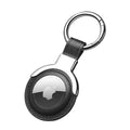 Compatible with AirTag Case Airtag Keyring Leather Protective Case AirTags Loop Holder Air Tags Protective Cover Airtag Key Chain Loop Holders for Luggage Dog Cat Pet Collar (Black)