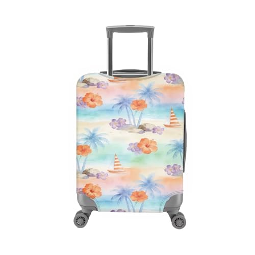 Watercolor Tropical Beach Luggage Cover (M(for 22-25 inch luggage) / Tropical Beach)