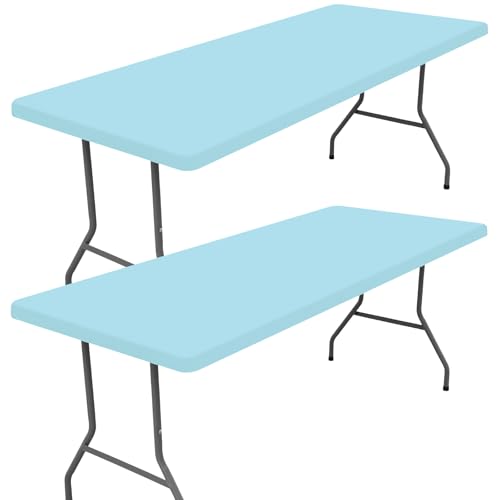 2 Pack Rectangle Spandex Fitted Table Cloth (Baby Blue / 96" x 30" (Rectangular))