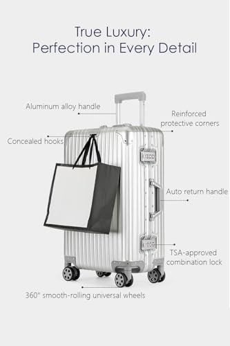 20 Inch All Aluminum Carry On Luggage with Wheels (Black / Carry on 20inch)