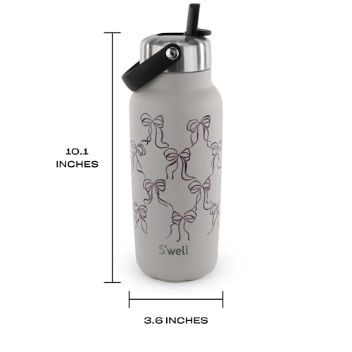 Recycled Stainless Steel Explorer with Flip Straw Lid (Lunar Grey Bows / 32 Ounces)