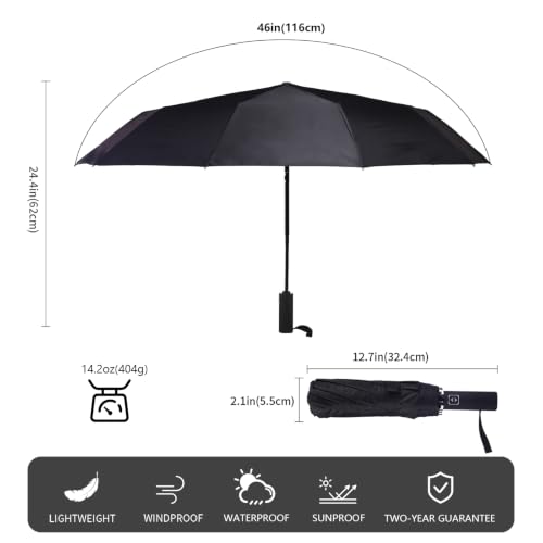 46 Inch Umbrella with Double 10 ((1 pack)black)