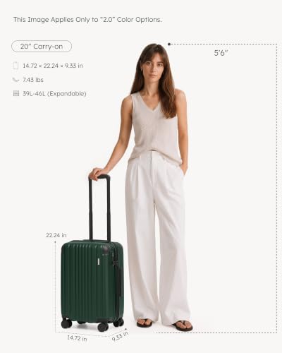 Luggage Lightweight and Durable Hardshell (Dark Green2.0 / S(20in))