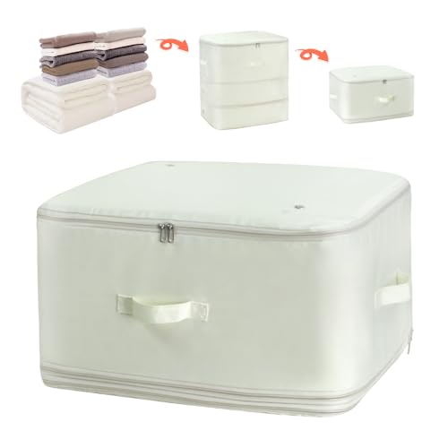 Ultra Space Saving Self Compression Storage Bags with Zipper (Beige / Large)