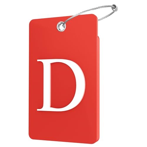 2 Pack Initial Luggage Tags for Suitcases Airplane Travel Essentials (Large D / Red)