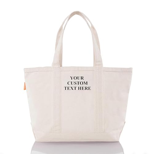 Medium Classic Personalized Monogram Canvas Tote Bag for Women (Natural)