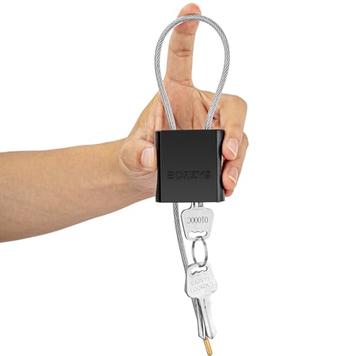 Cable Padlock with 3 Keys (black - L 1.15ft(0.35m),D 1/6in(4mm))