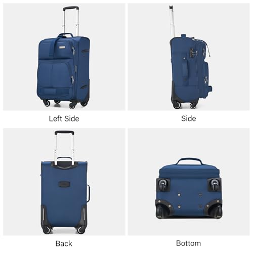 28 Inch Softside Expandable Checked Luggage with 4 Spinner Wheels (Blue / 28 Inch)