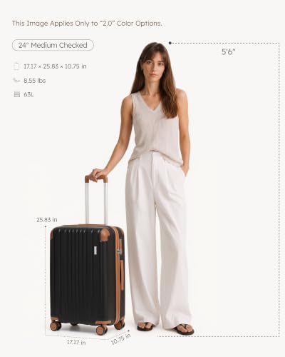Luggage Lightweight and Durable Hardshell (Caramel Black2.0 / M(24in))