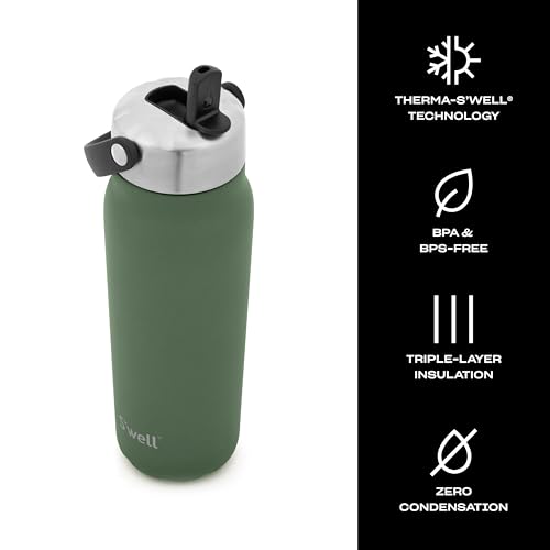 Recycled Stainless Steel Explorer with Flip Straw Lid and Handle (Green Jasper / 40 Ounces)