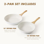 Ceramic Nonstick Frying Pan Skillets (White / 10+12 Inch)