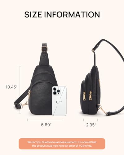 Crossbody Bags for Women Leather Sling Bag for Woman Travel Black (3-black)