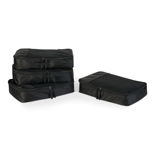 4 Piece Packing Cubes Travel Accessories Set (Black / 4 x Medium)