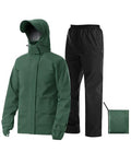 Rain Suit Waterproof Breathable Lightweight 2 (Large / Dark Green)