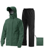 Rain Suit Waterproof Breathable Lightweight 2 (Large / Dark Green)