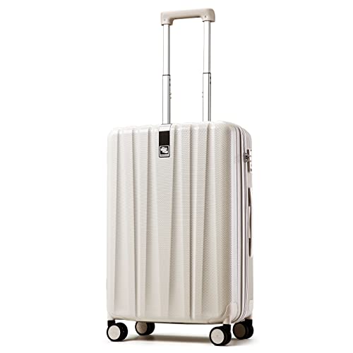 20 Inch Carry on Luggage 22x14x9 Airline Approved Lightweight PC Hard Shell Suitcase with Spinner Wheels Rolling Travel Bag Christmas Birthday Gifts (20 Inch / Ivory White)